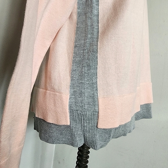 Talbots Layered Look V-neck Pink Grey Sweater NWT - Picture 6 of 9